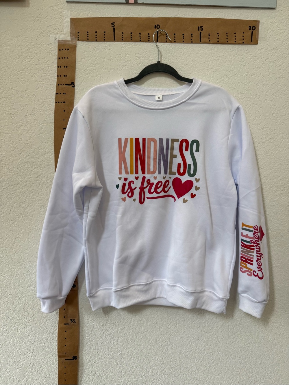 Kindness Is Free White Sweatshirt - Rainbow Script
